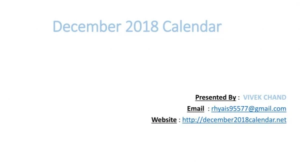 december 2018 Calendar