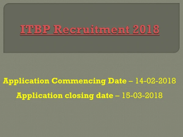ITBP Recruitment 2018