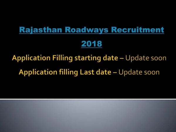 Rajasthan Roadways Recruitment 2018