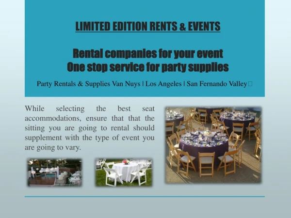 Rental Companies For Your Event: One Stop Service For Party Supplies