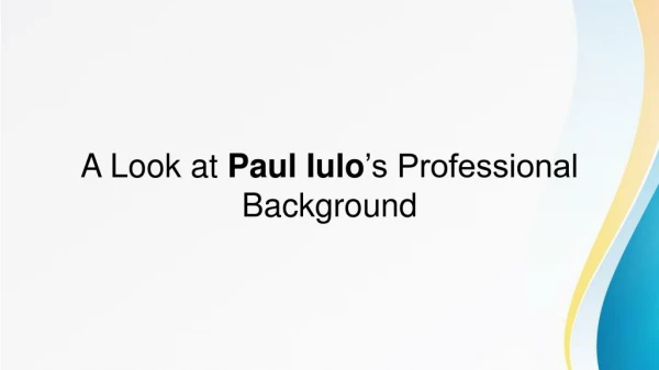 A Look at Paul Iulo’s Professional Background