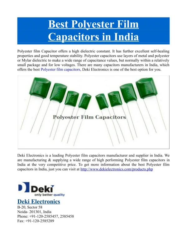 Best Polyester Film Capacitors in India