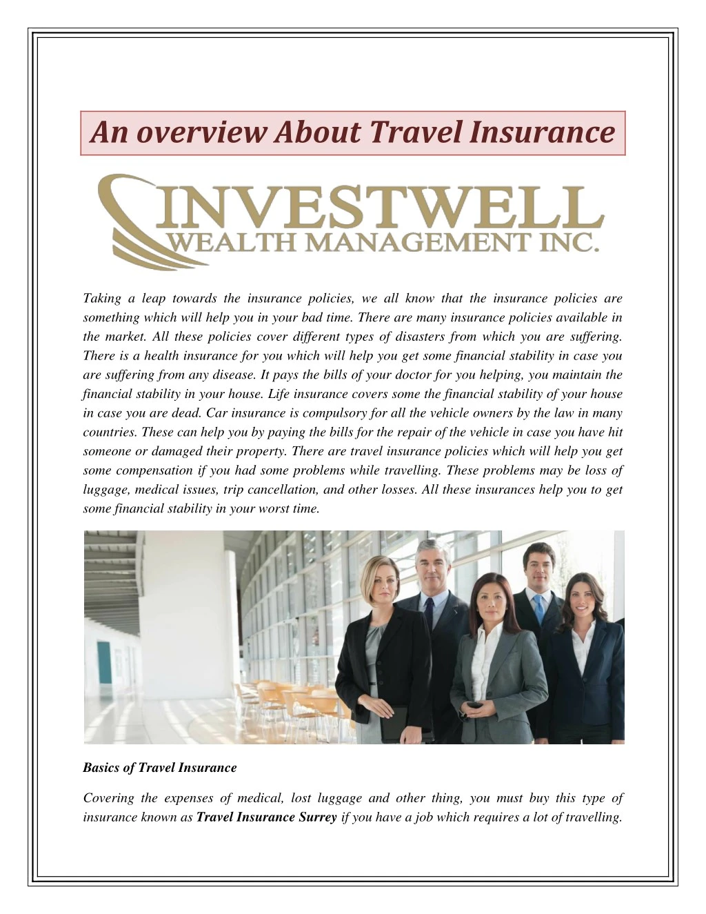 an overview about travel insurance