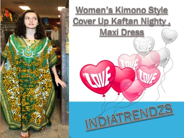 Women’s Kimono Style Cover Up Kaftan Nighty , Maxi Dress