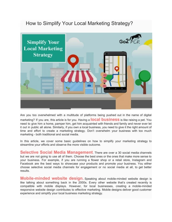 How to Simplify Your Local Marketing Strategy?