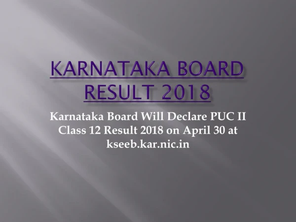 Karnataka Board Result 2018