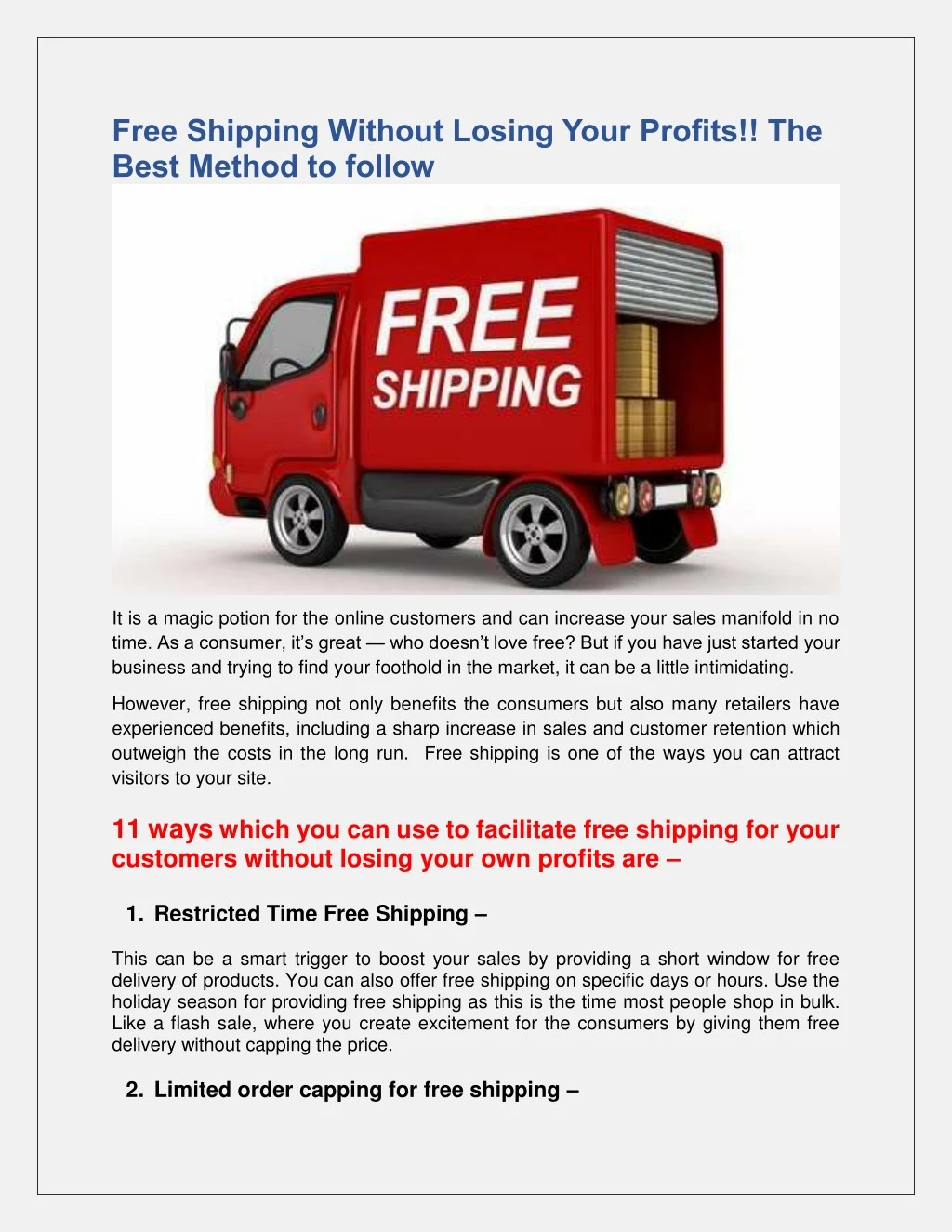 free shipping without losing your profits