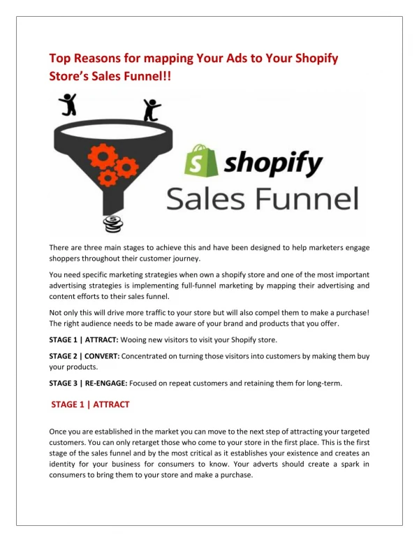 Top Reasons for mapping Your Ads to Your Shopify Storeâ€™s Sales Funnel!!