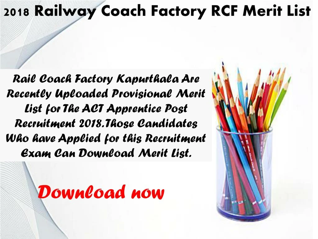 2018 railway coach factory rcf merit list