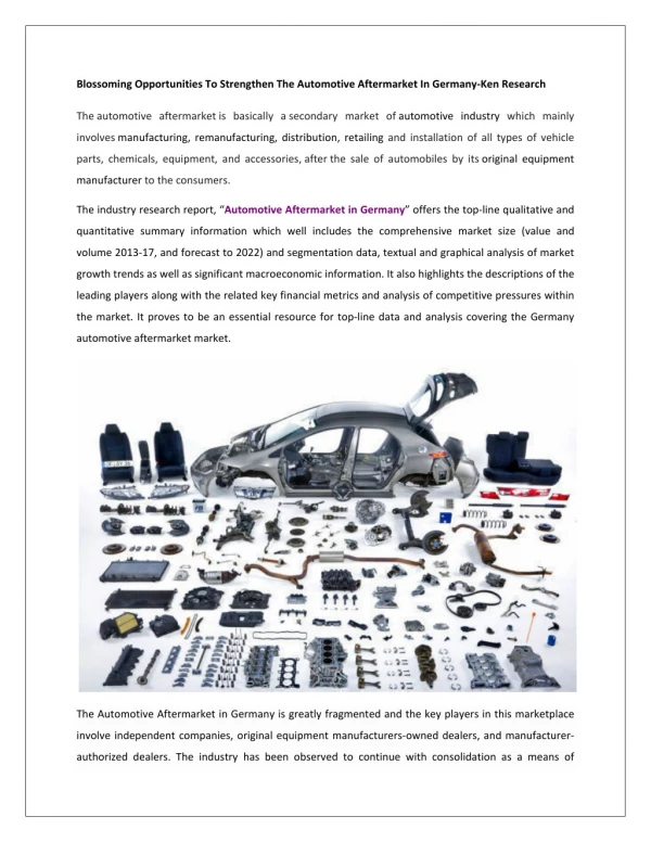 Germany Automotive Aftermarket Market Revenue, Market Size Future Outlook-Ken Research