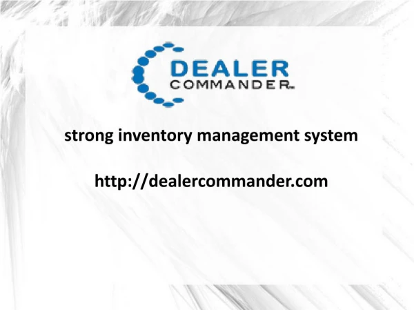 Strong Inventory Management System | Dealer Commander