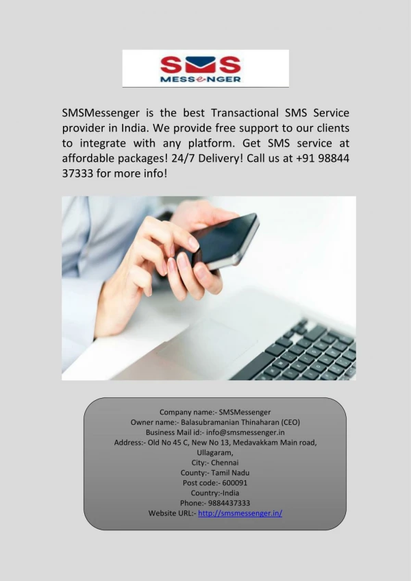 Transactional SMS Service Provider in India