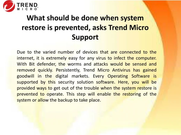 What should be done when computer restore is prevented, asks Trend Micro Support