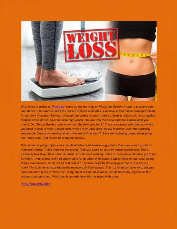 Vitax Lean - The Active Ingredients Of Weight Loss