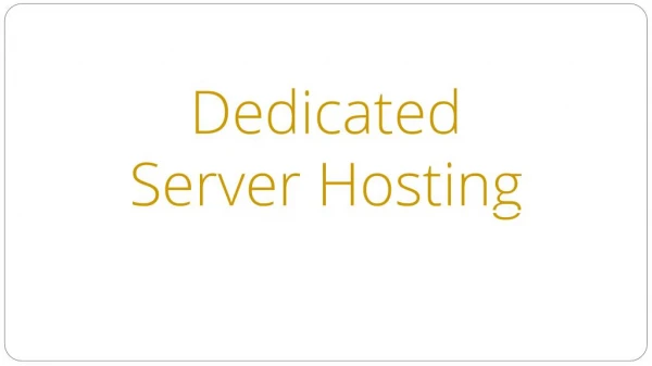 Why use a Dedicated Server Hosting - Bagful.net