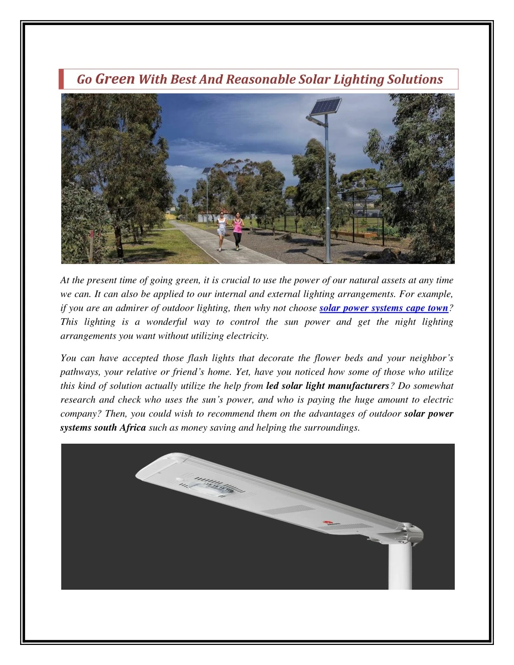 go green with best and reasonable solar lighting