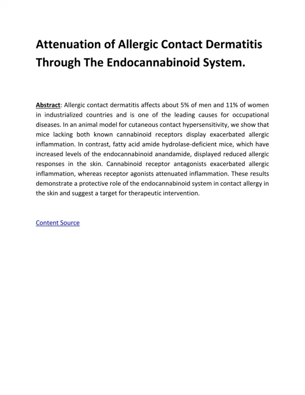 Attenuation of Allergic Contact Dermatitis Through The Endocannabinoid System.