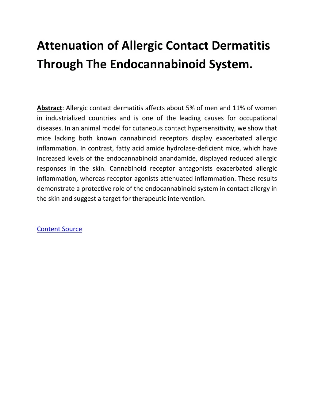 attenuation of allergic contact dermatitis