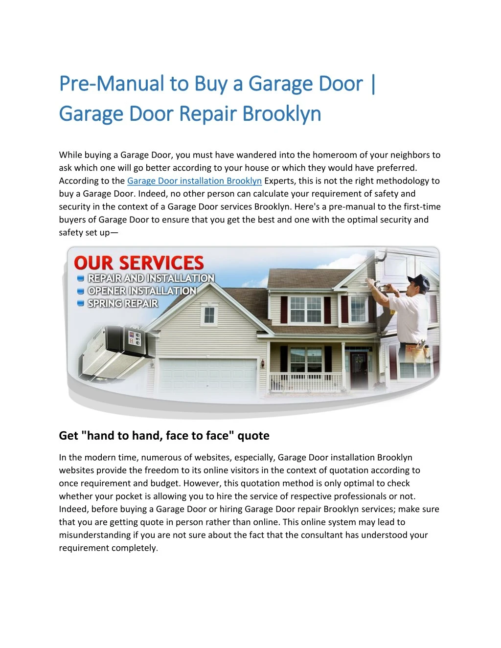 p pre re manual to b manual to buy a garage door