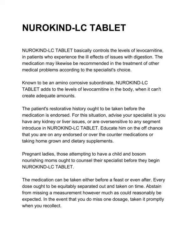 NUROKIND-LC TABLET - Uses, Side Effects, Substitutes, Composition And More | Lybrate