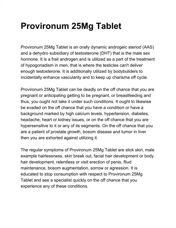 Provironum 25Mg Tablet - Uses, Side Effects, Substitutes, Composition And More | Lybrate