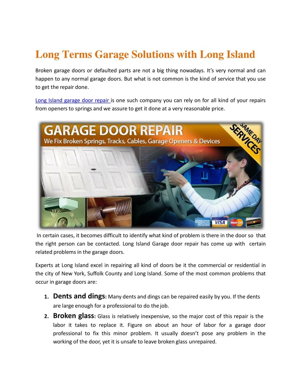 long terms garage solutions with long island