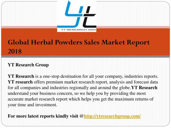 Global Herbal Powders Sales Market Report 2018