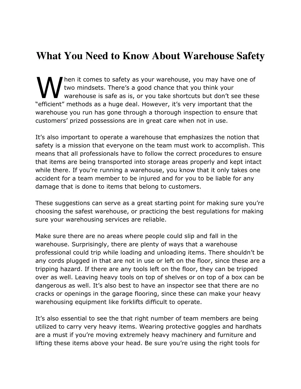 what you need to know about warehouse safety w