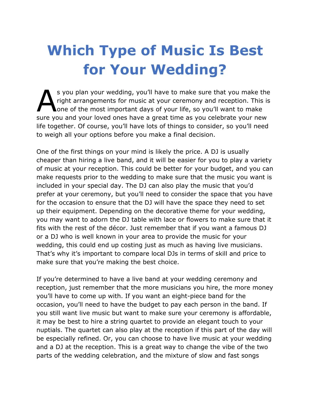 which type of music is best for your wedding a