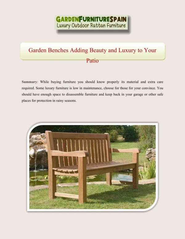Garden Benches Adding Beauty and Luxury to Your Patio