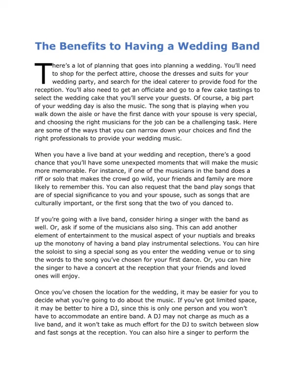 The Benefits to Having a Wedding Band