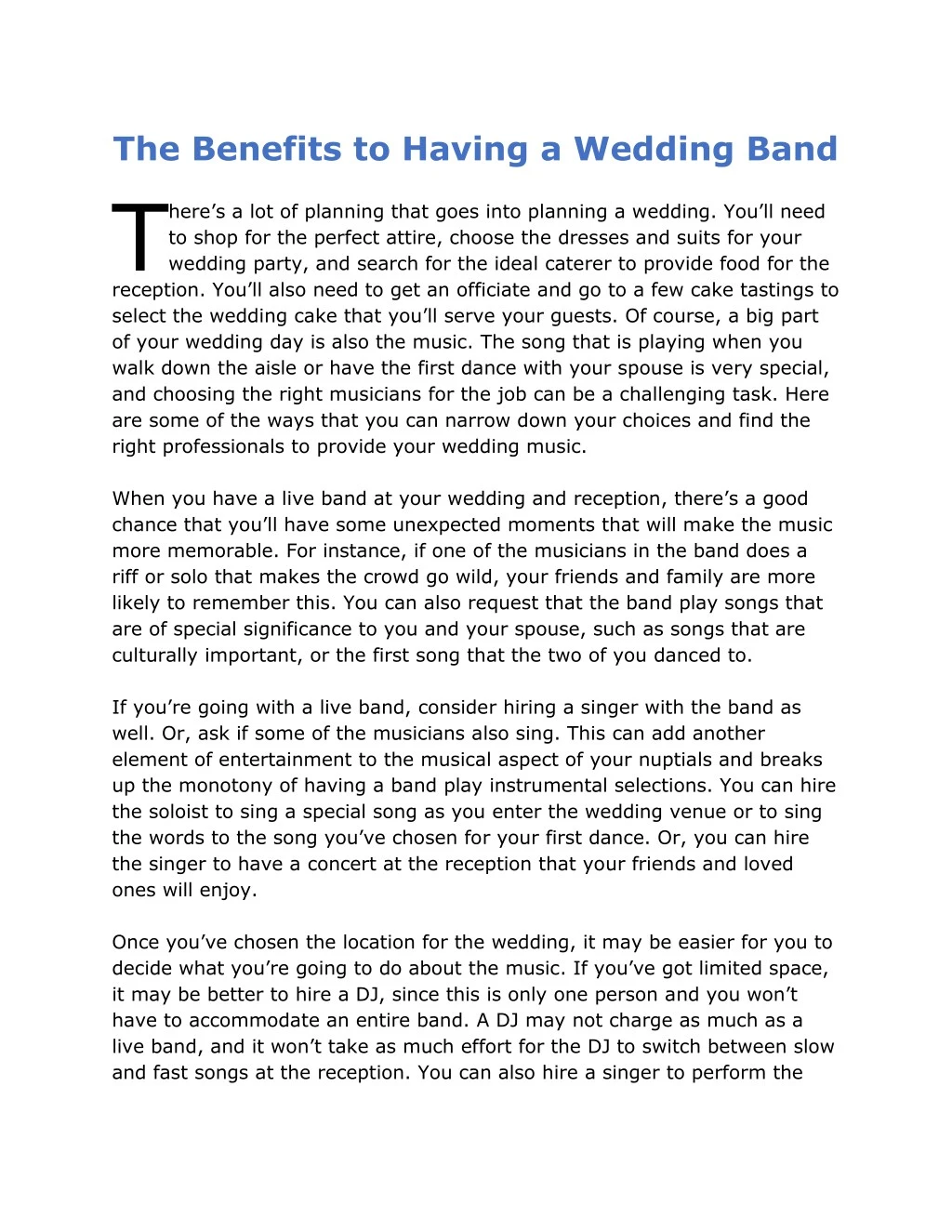 the benefits to having a wedding band here