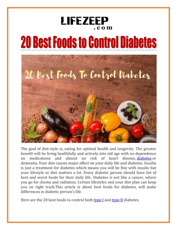 20 Best Foods To Control Diabetes - Life Zeep