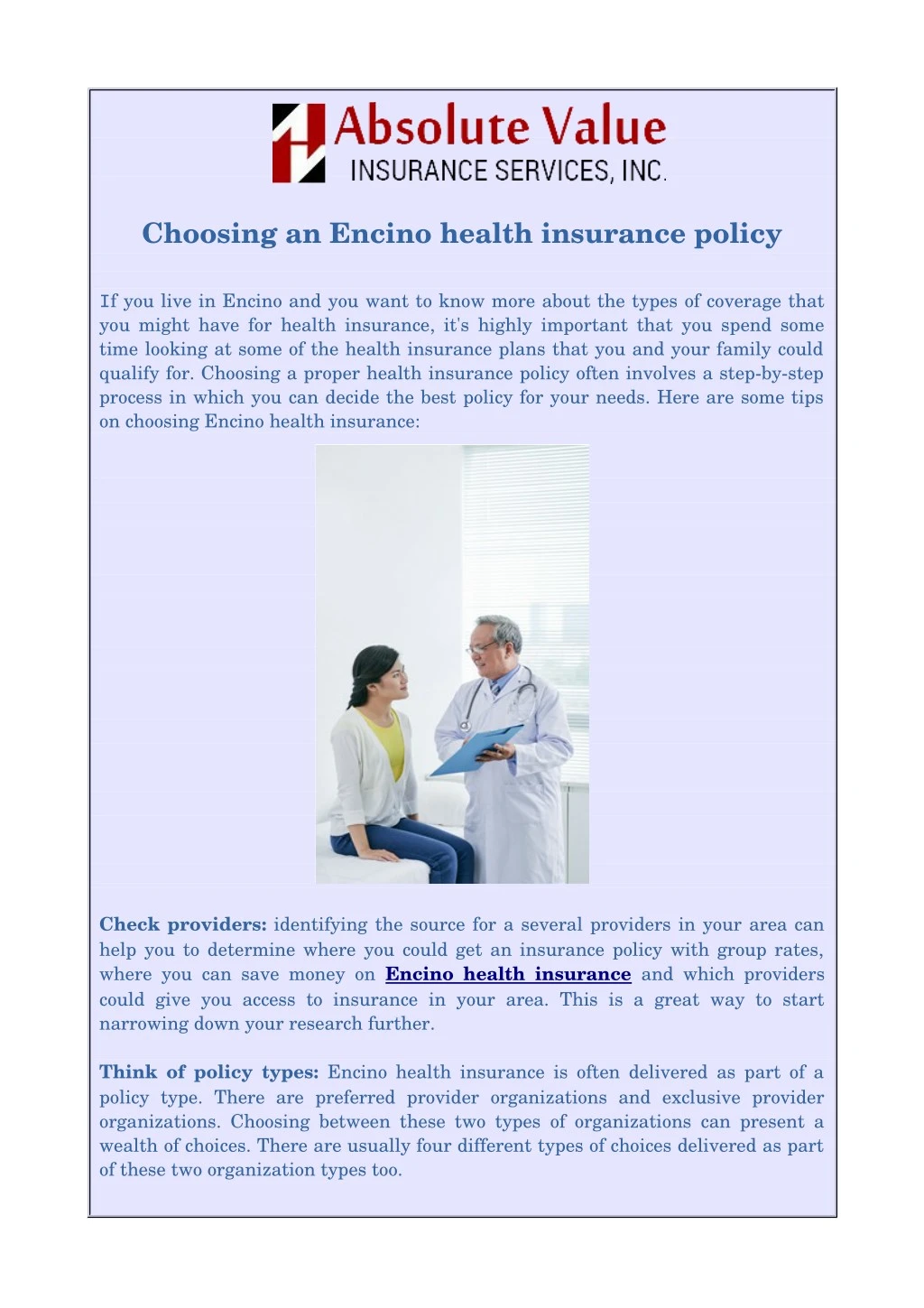 choosing an encino health insurance policy