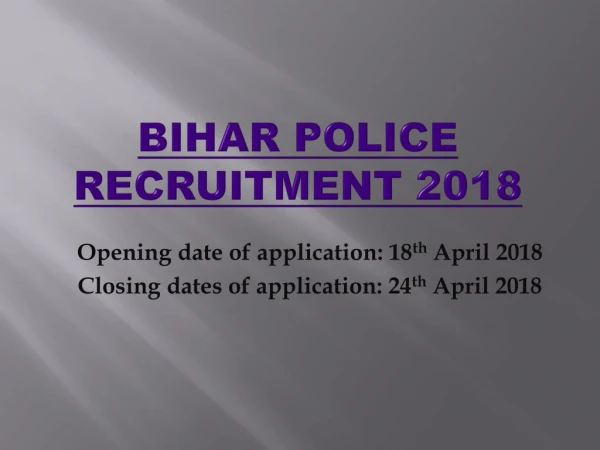 Bihar Police Job 2018