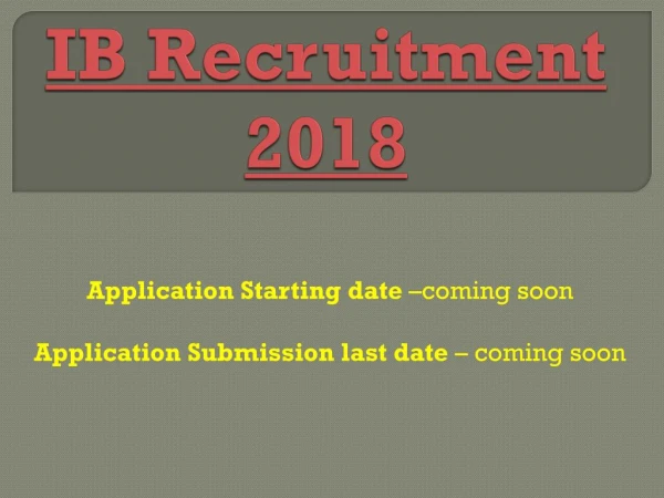 IB Recruitment 2018