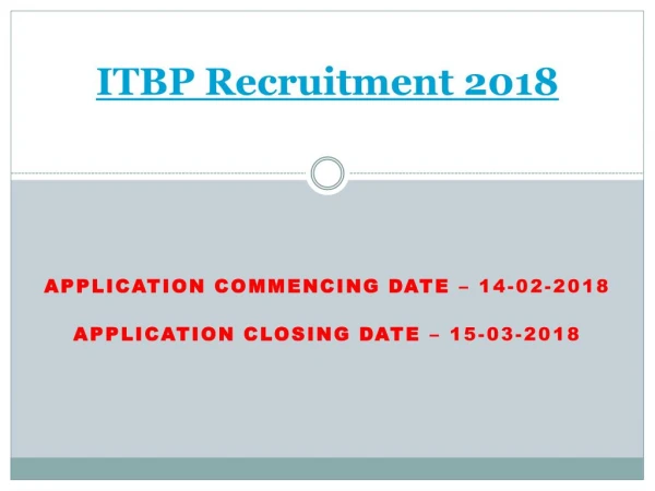 ITBP Job 2018