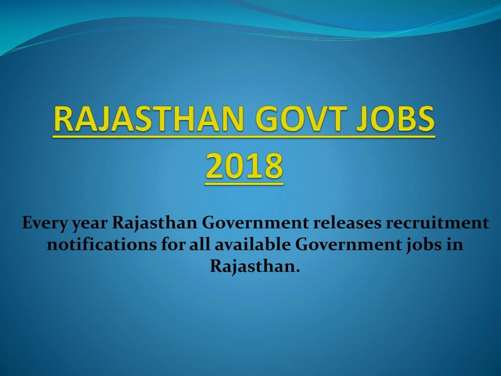 rajasthan govt jobs 2018