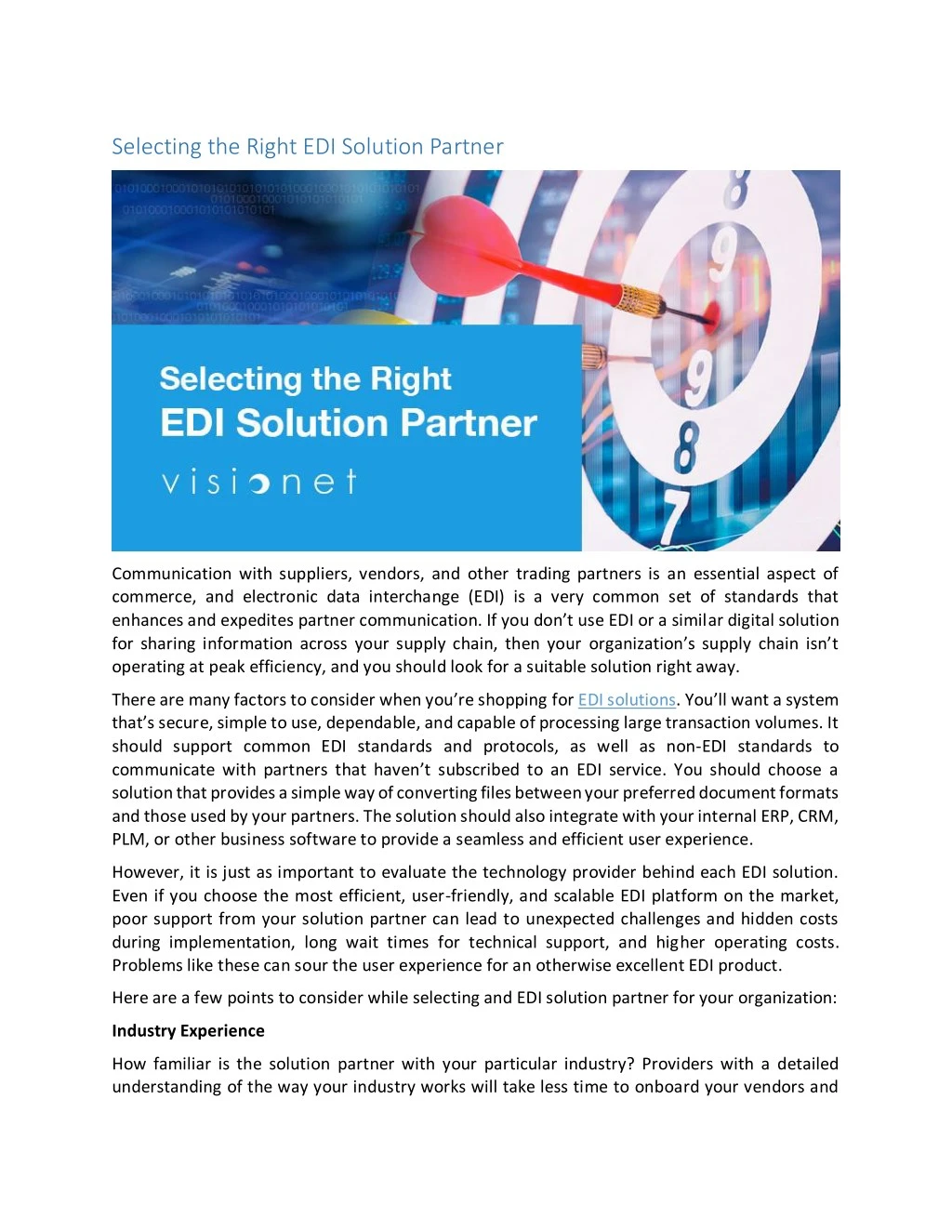 selecting the right edi solution partner