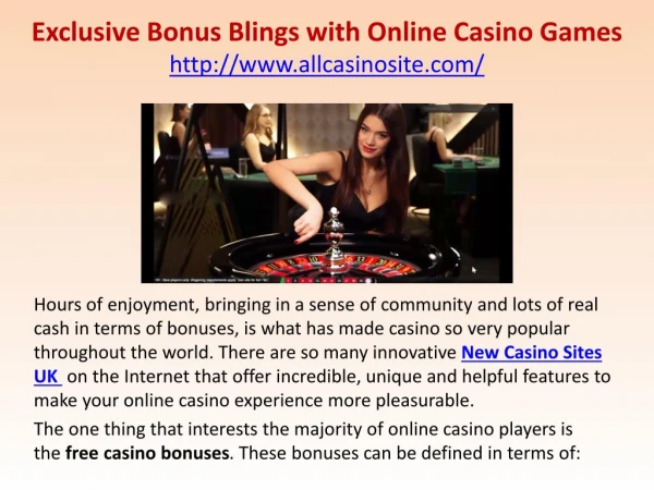 Exclusive Bonus Blings with Online Casino Games