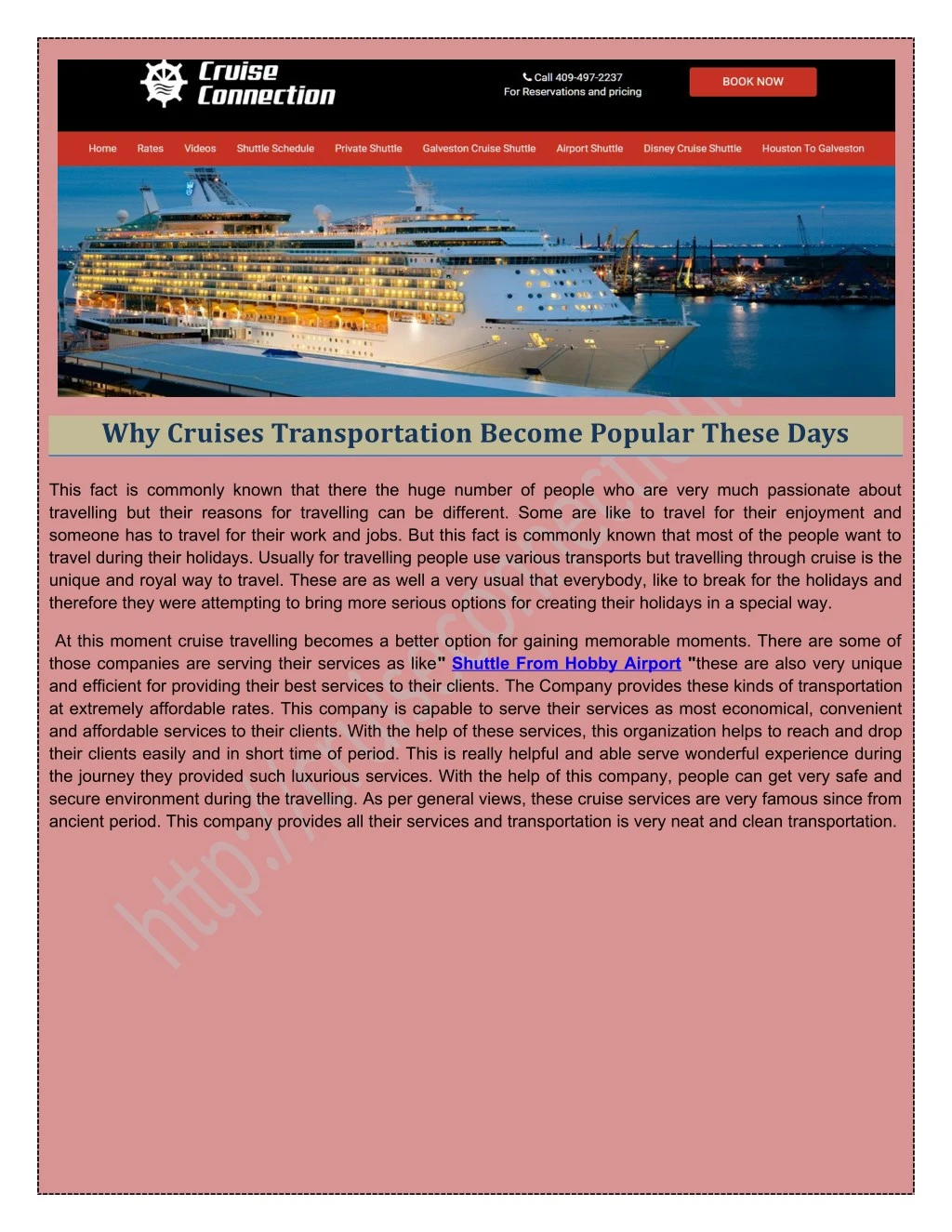 why cruises transportation become popular these