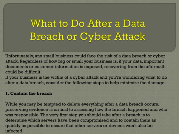 What to Do After a Data Breach or Cyber Attack