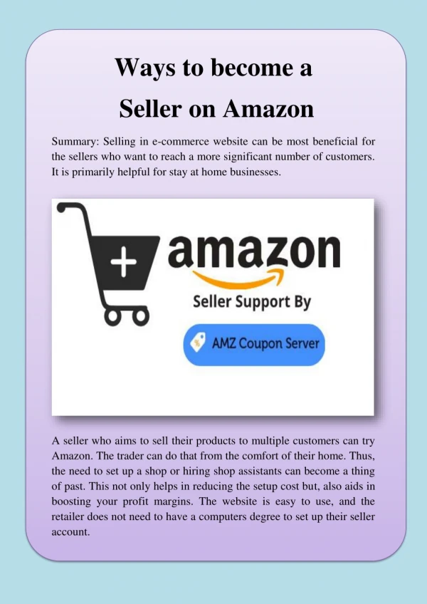 Ways to become a Seller on Amazon