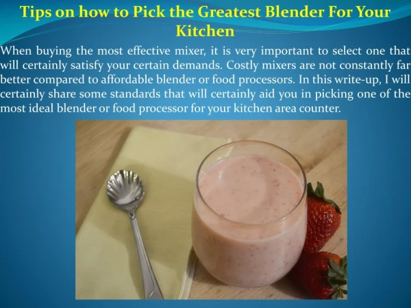 Tips on how to Pick the Greatest Blender For Your Kitchen