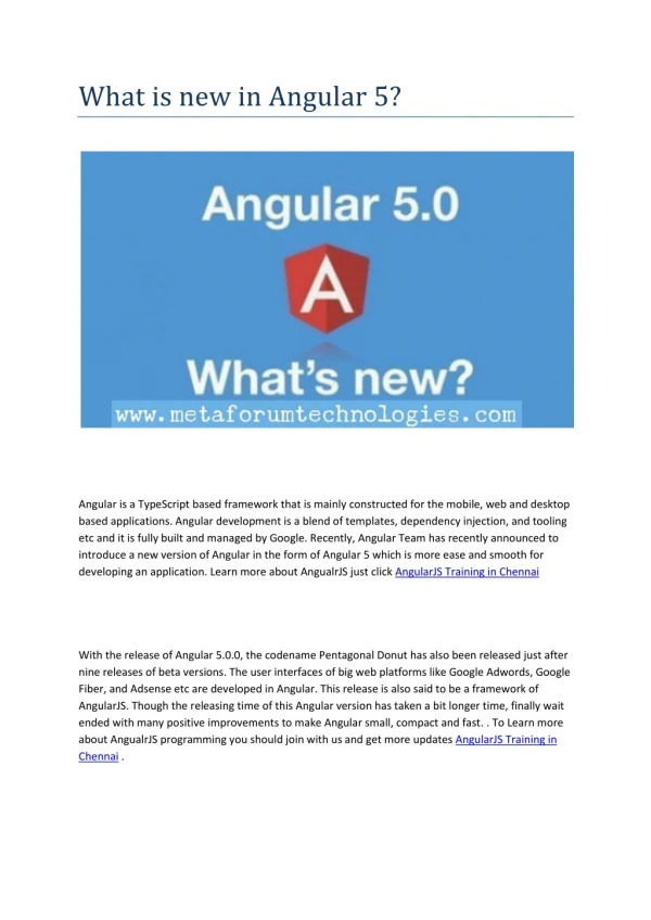 AngularJS Training Training in Chennai - Metaforum Technologies