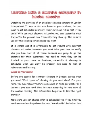 Working with a Cleaning Company in London Ongoing - slide 1