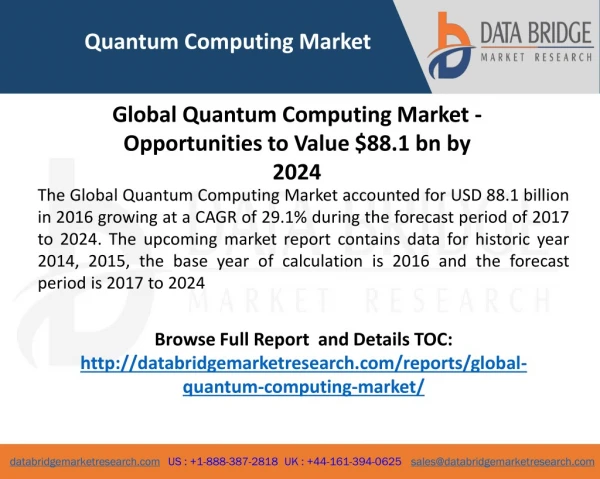Quantum Computing Market Key Players: D-Wave Systems Inc., International Business Machines Corporation, Anyon Systems In