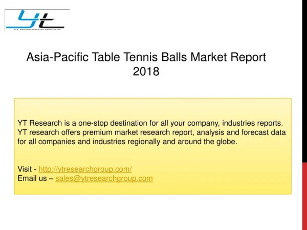 Asia-Pacific Table Tennis Balls Market Report 2018