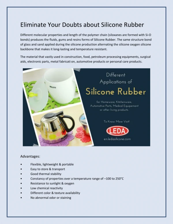 Eliminate All Your Doubts About Silicone Rubber & Its Applications