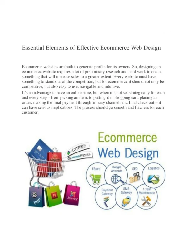 Essential Elements of an Effective Ecommerce Web Design
